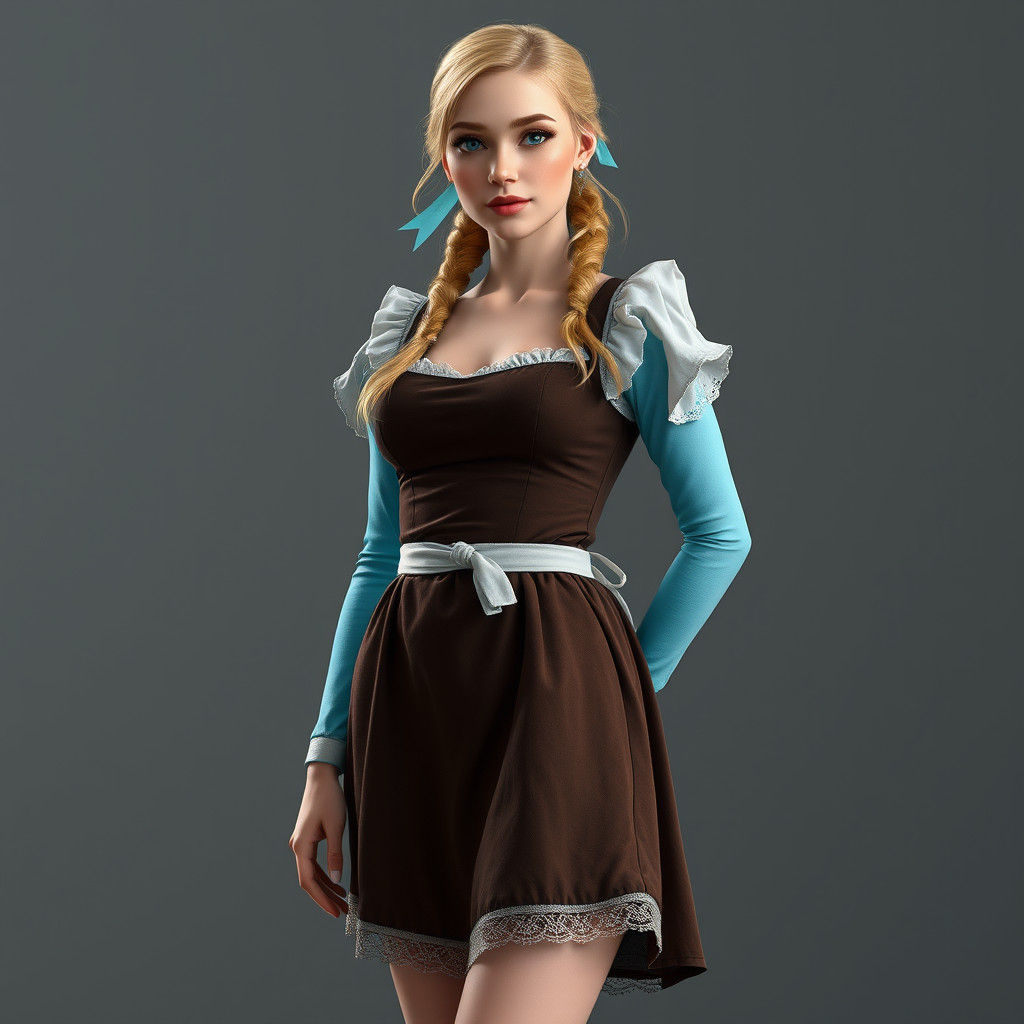 Beautiful Woman in Maid Outfit, Matte Painting