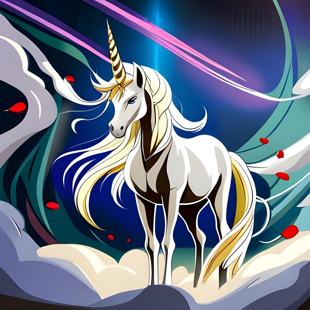 Majestic White Unicorn in Anime Style