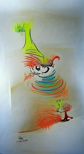 Psychedelic Child's Drawing in Dr. Seuss Style