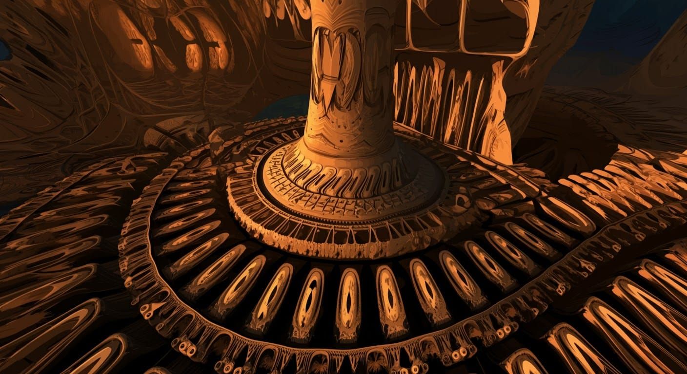 Abstract Fractal Scene at Golden Hour