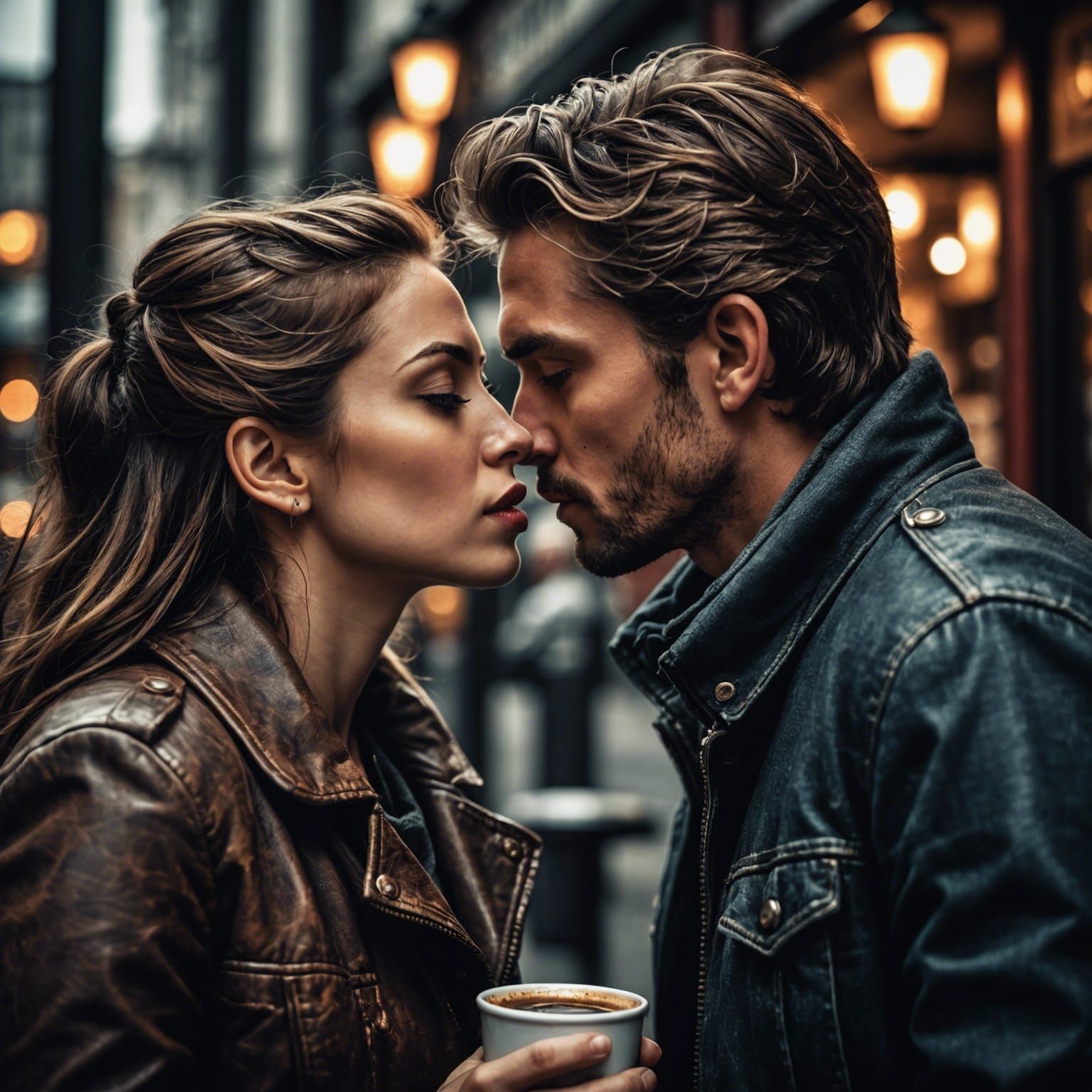 Hyperrealistic Cold Kiss: A Bitter Coffee Thought