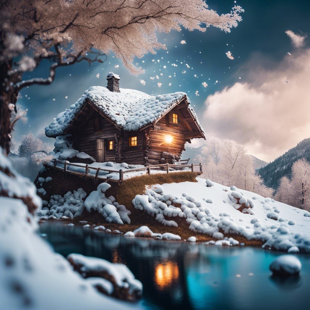 Fantasy Cow Cabin near Soča River in Fantasycore Style