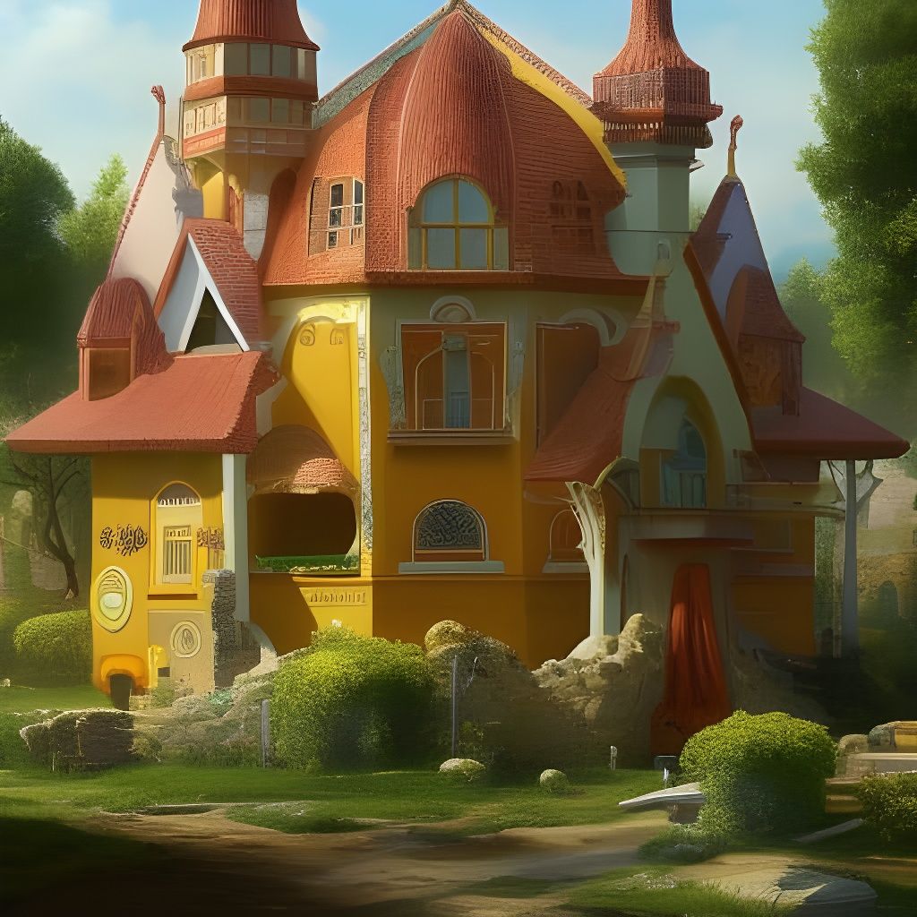 Cheese House: Photorealistic Art Nouveau Concept