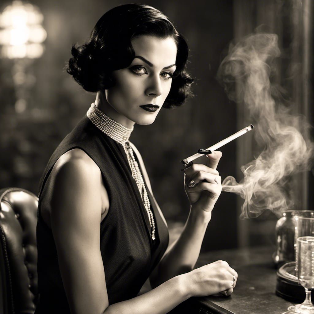 Vintage Photo of Woman with Monocle in 1930s Attire