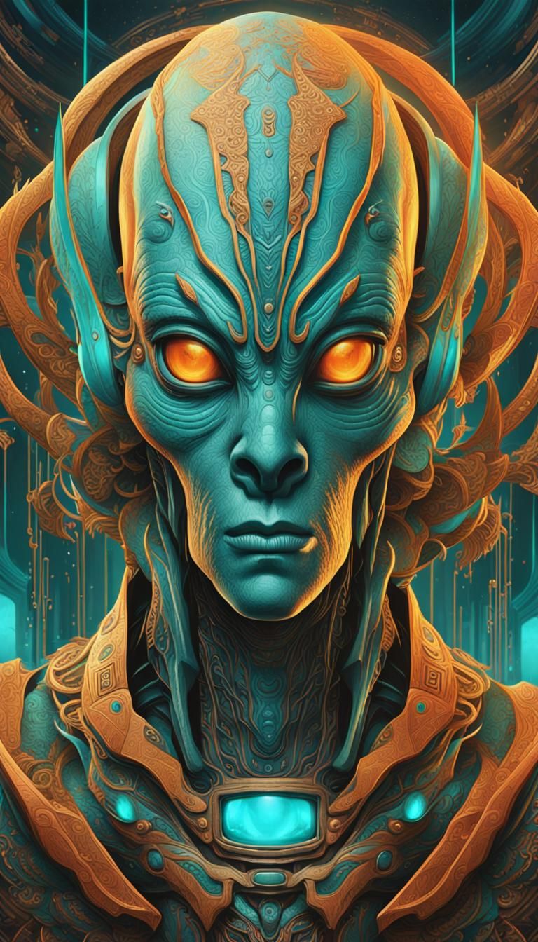 Alien Portrait with Symmetrical Features in Fantasy Art