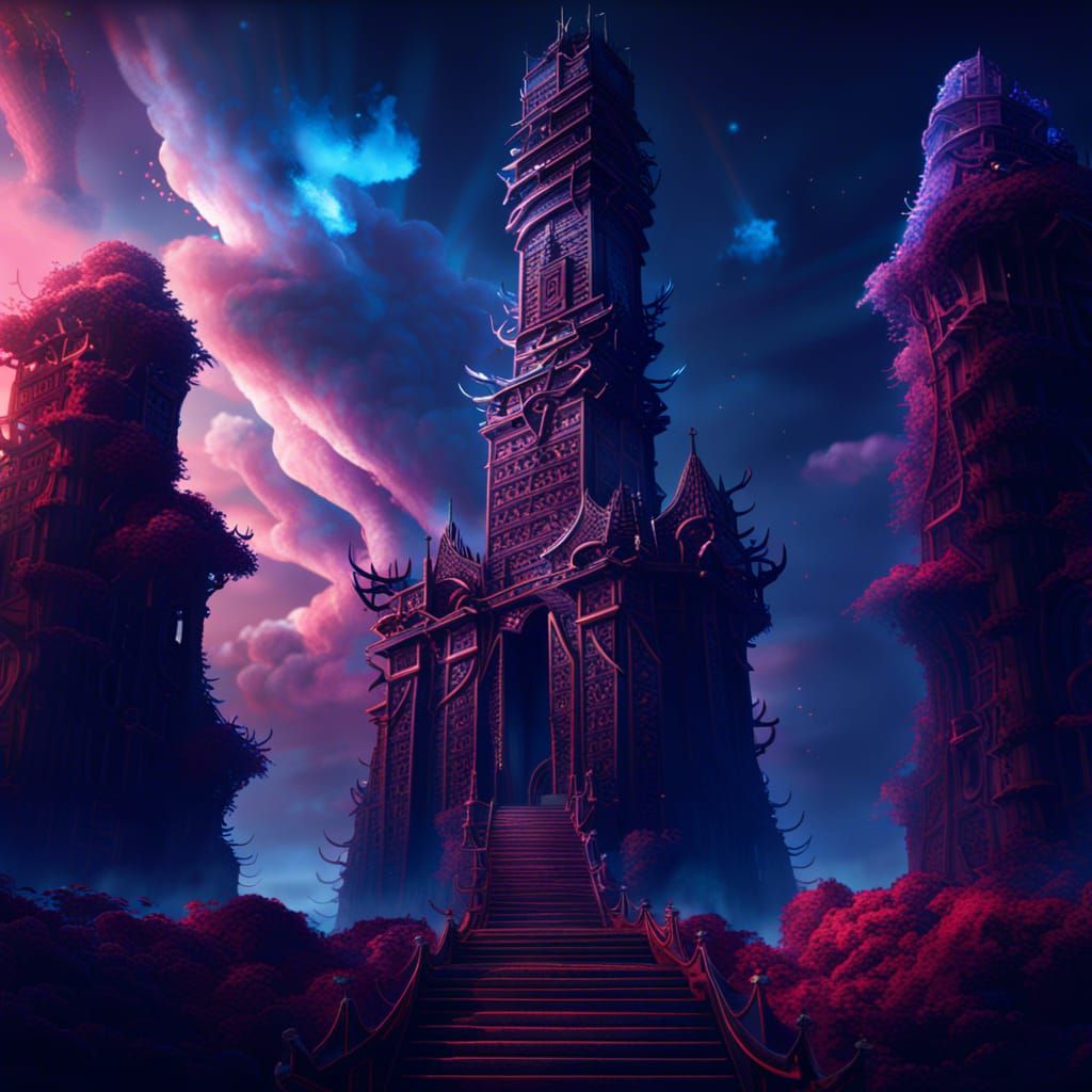Mystical Sky Tower Maze: Fantasy Concept Art