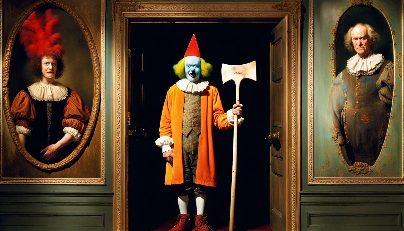 Trump as Shining Clown in Rembrandt Fractal Style