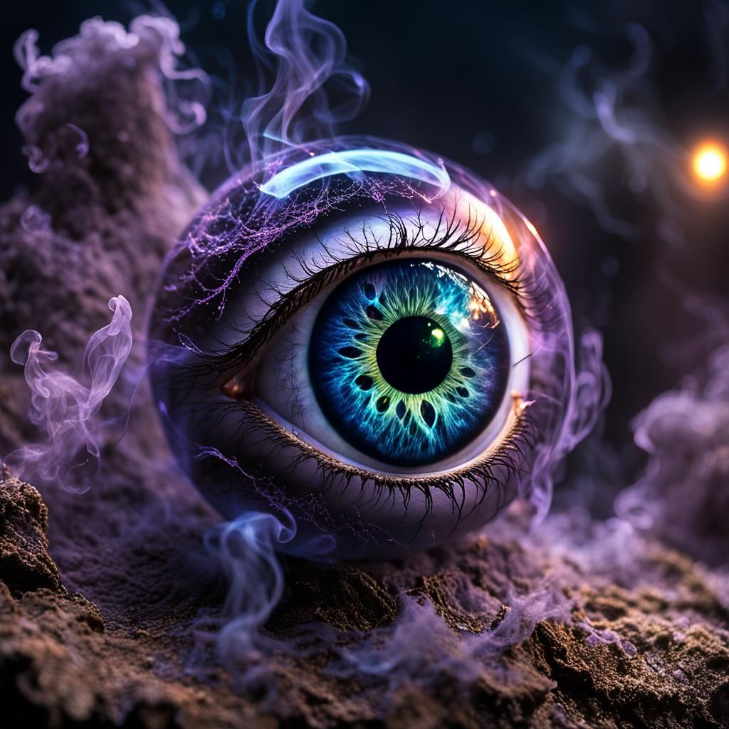 Magical Eyeball Drifting in Ethereal Realm: Detailed Matte P...