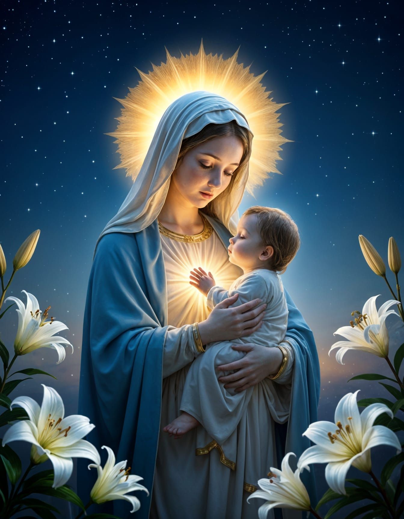 Madonna and Child: A Sacred Digital Illustration