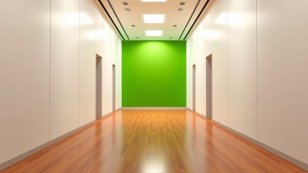 Sleek Futuristic Television Studio Hallway in Photorealistic...