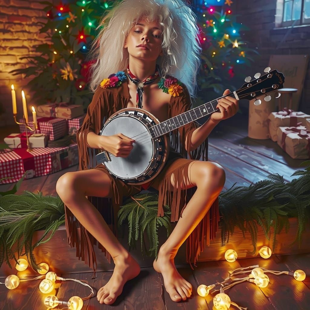 Weathered Banjo in Golden Rural Landscape