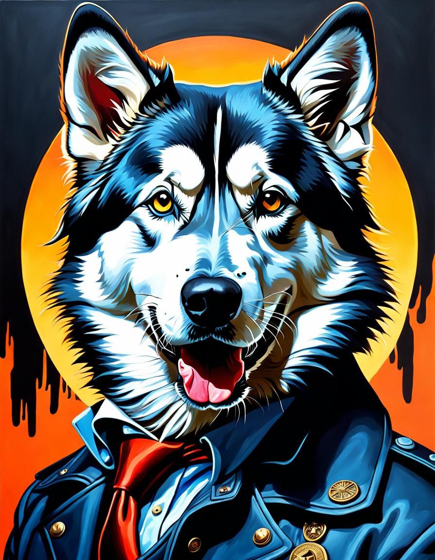 Zombie Hunter Malamute in Studio Ghibli Style