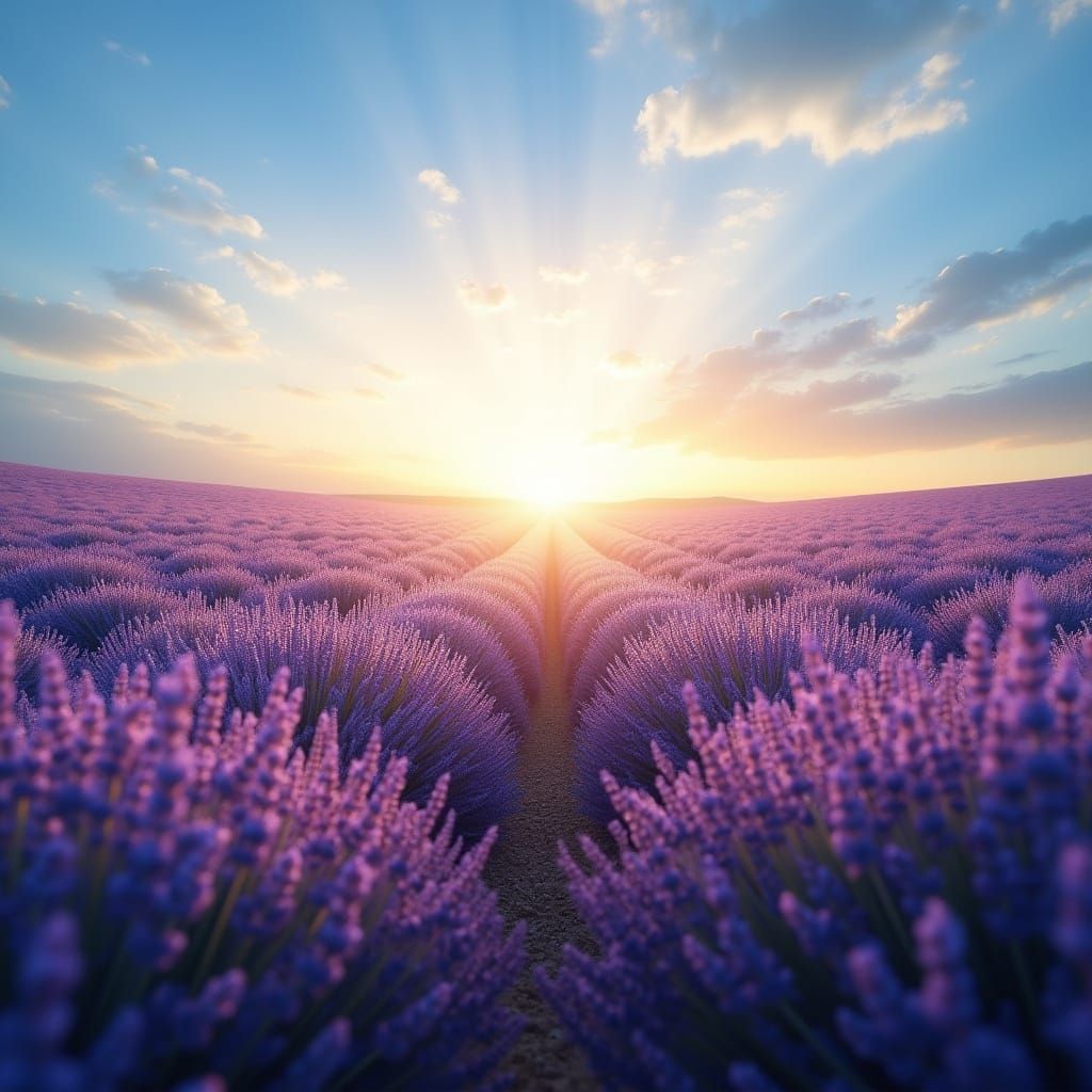 Vast Lavender Field Bathed in Sunlight