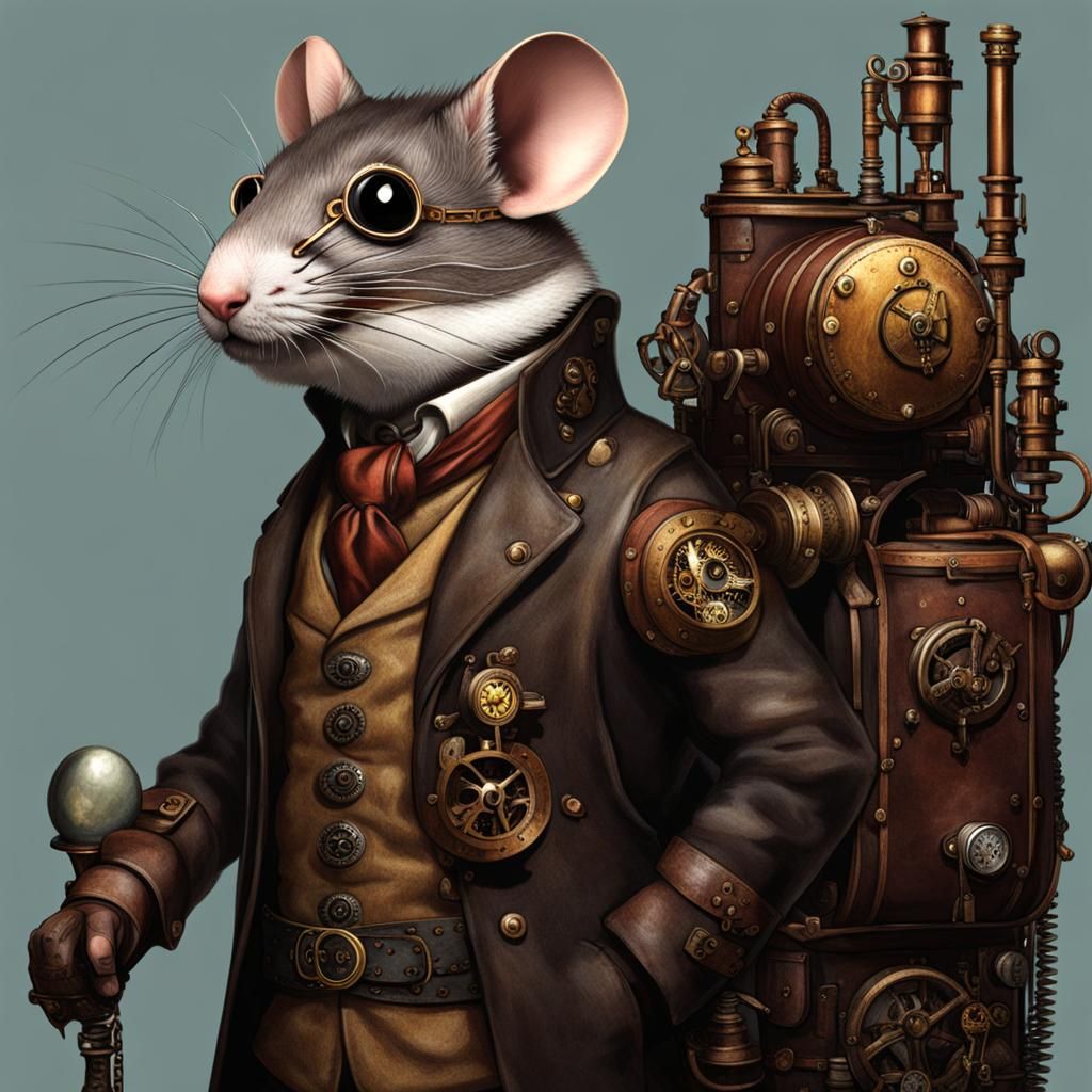 Steampunk Ratfolk Gentleman in Victorian Cityscape