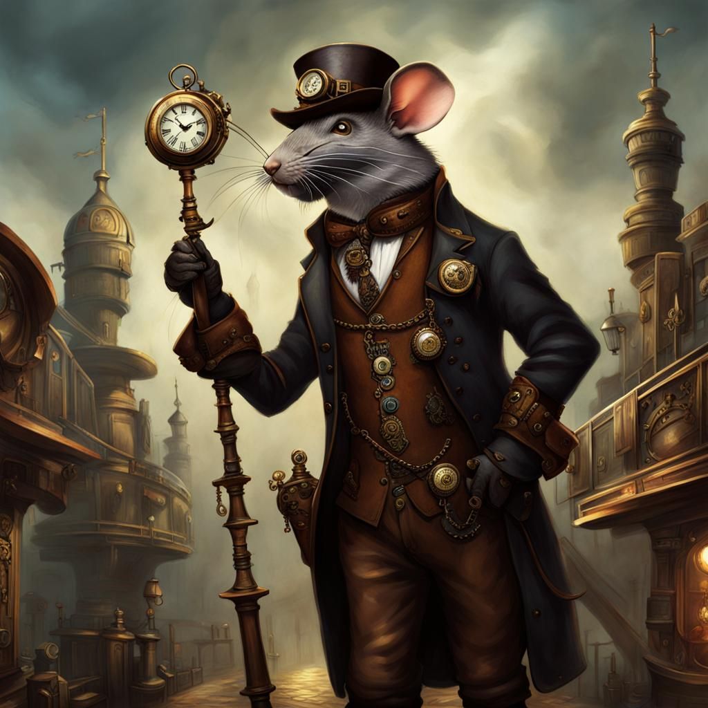 Steampunk Ratfolk Gentleman in Detailed Art