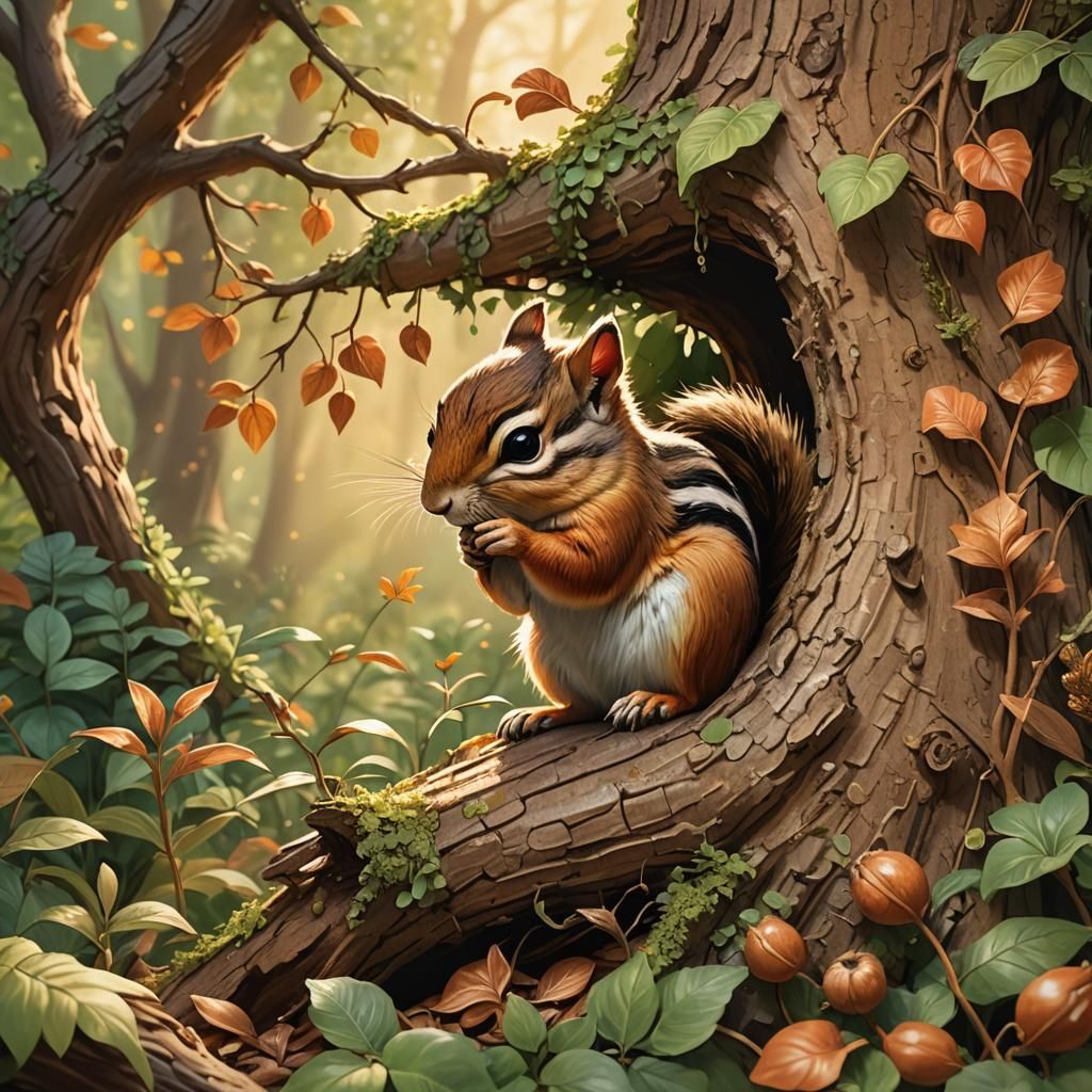 Chipmunk's Gratitude: A Fantasy Concept Art Piece