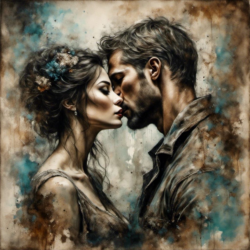 Passionate Kiss in Ektachrome Style