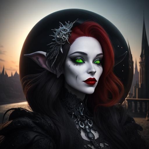 Ophelia: Recursive Portrait in Escher-Style Cityscape