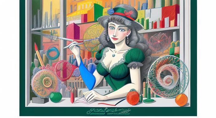 Spirograph Display in Store Window, Futurist Style