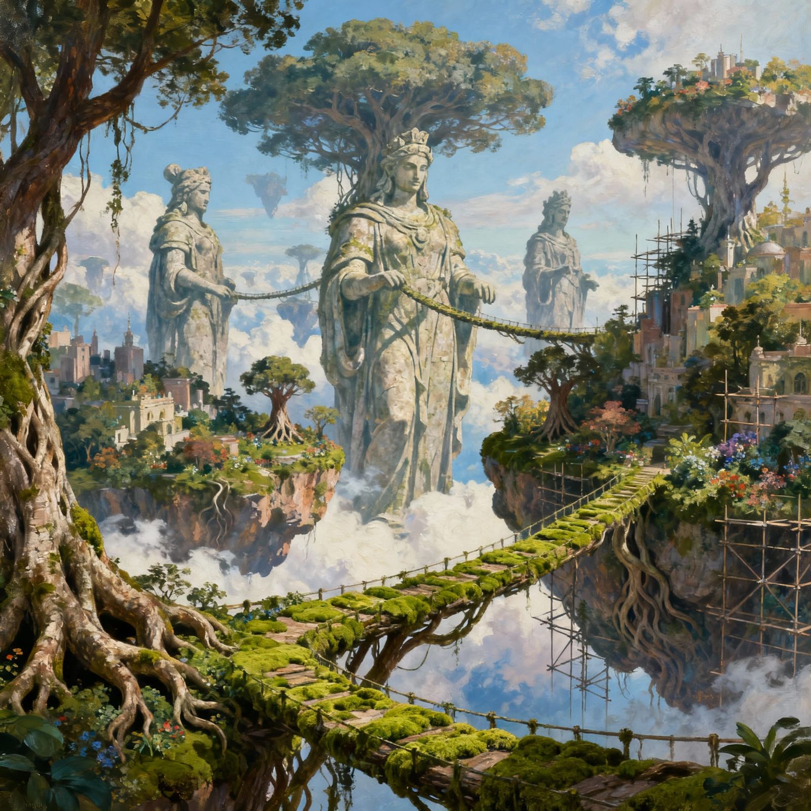 Giant Stone Deities and Aerial Tree Root Bridges