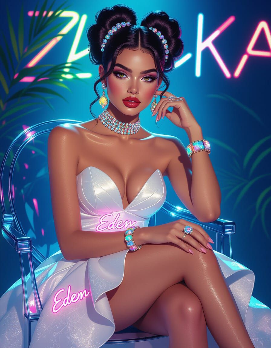 Glamorous Girl in Opulent Dress, Frida Kahlo Style