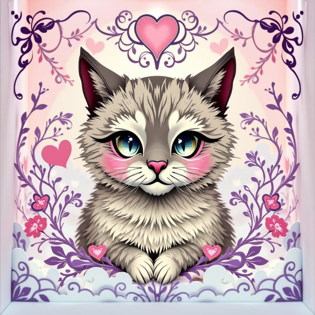 Whimsical Cat Sanctuary in Dreamy Papercut Diorama