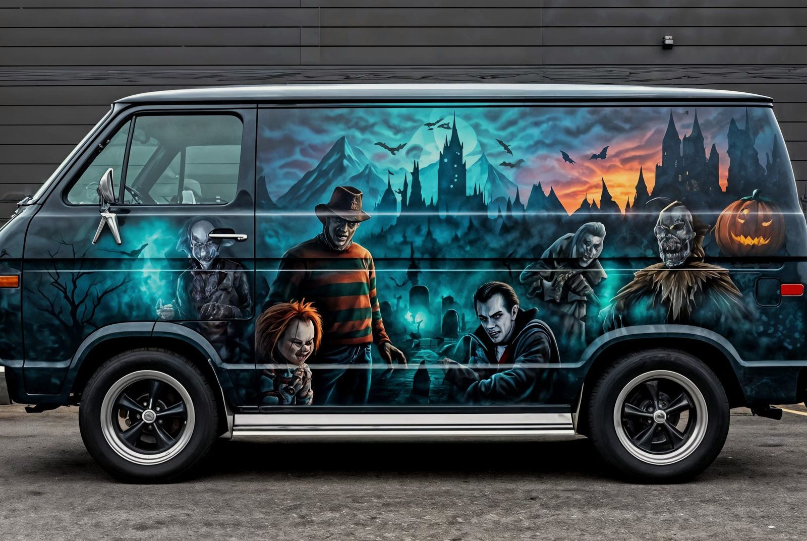 Halloween Horror Airbrushed Van Art