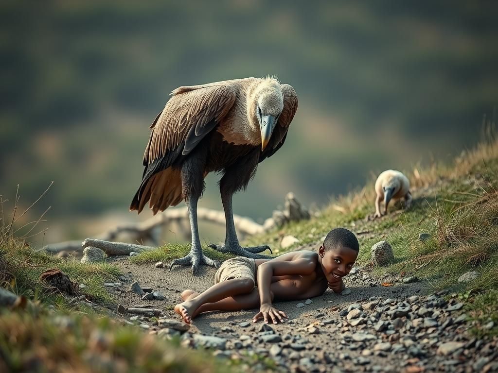 Haunting Image: Vulture Stalking Starving Boy