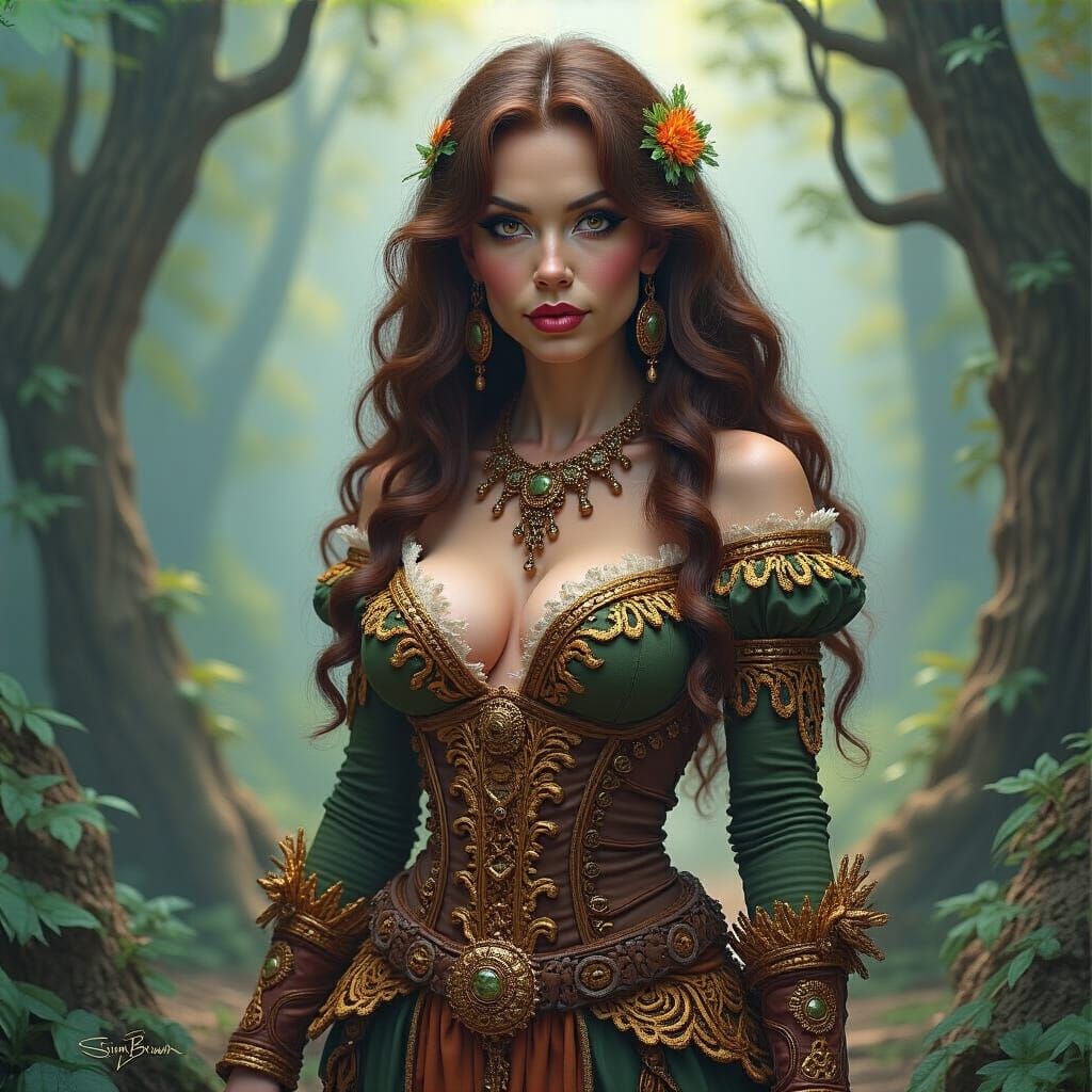 Fantasy Dwarf Woman in Mystical Forest