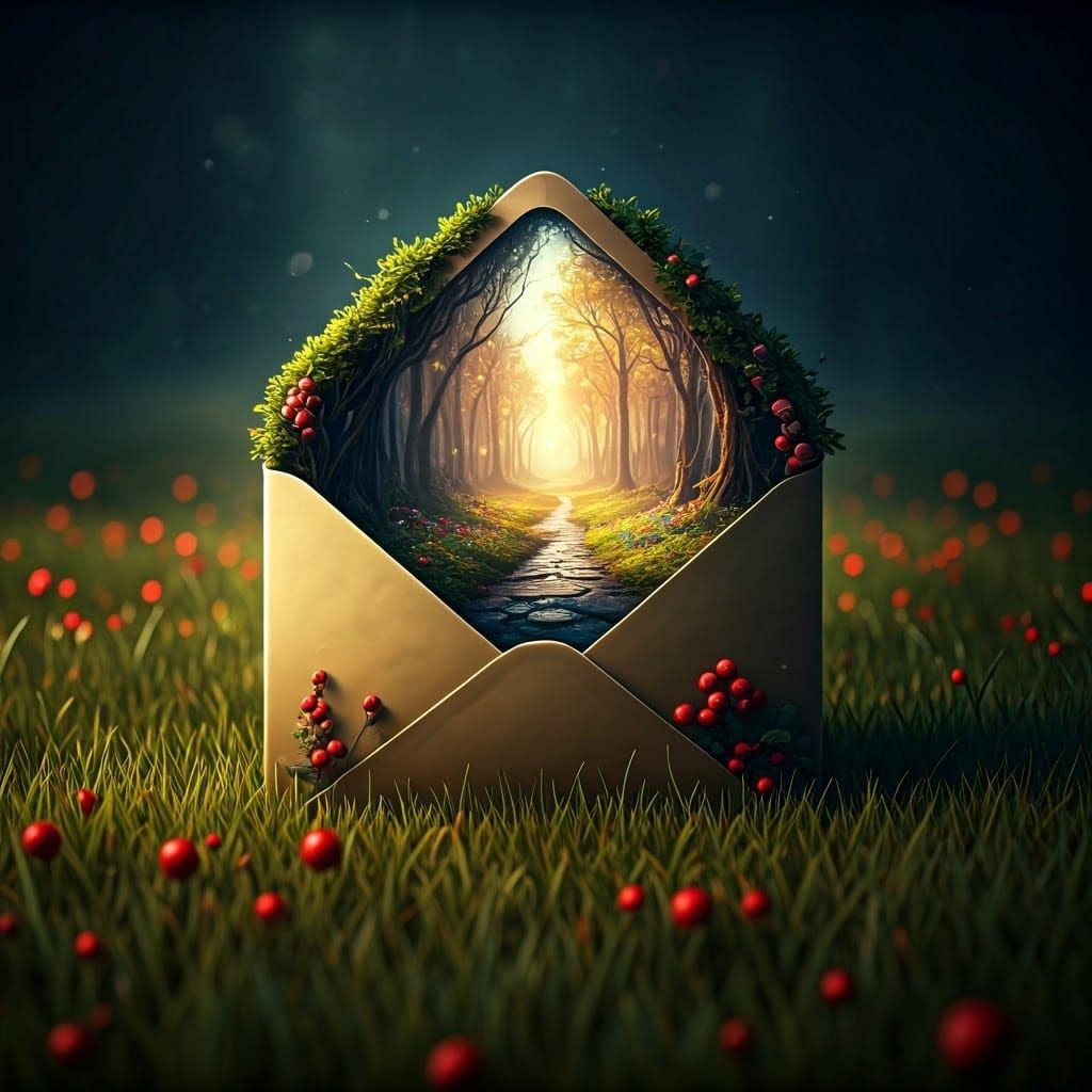 Spring Wonderland Erupts from a Vintage Envelope in Hyper-De...