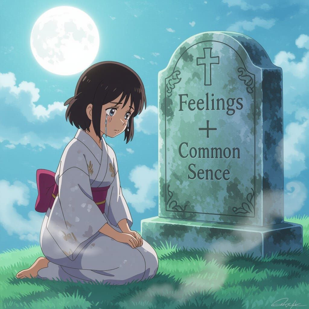 Melancholic Anime Girl Mourns Lost Common Sense