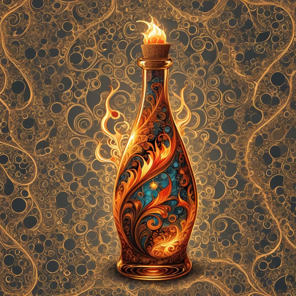 Majestic Flame Sparkles in Glass Bottle