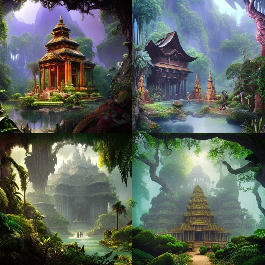 Epic Jungle Temple Digital Matte Painting