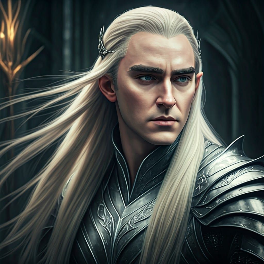 Elegant Thranduil in Flowing White Attire