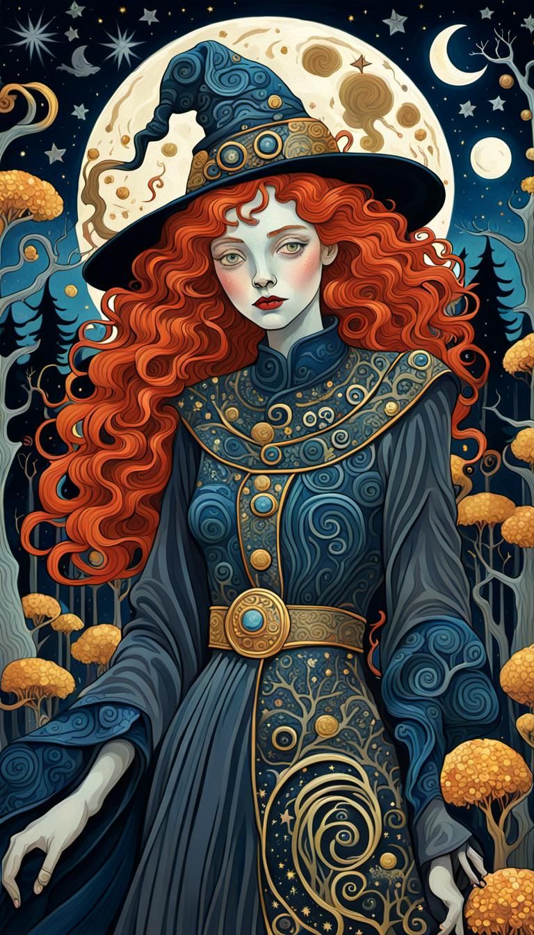 Art Deco Witch in Desolate Landscape