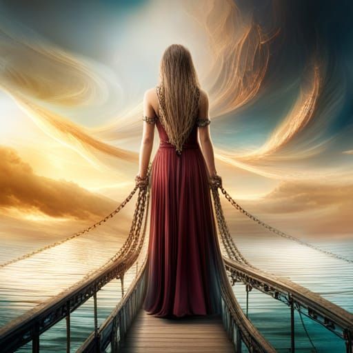 Bosphorus Bridge Held by Girl: Fantasy Concept Art