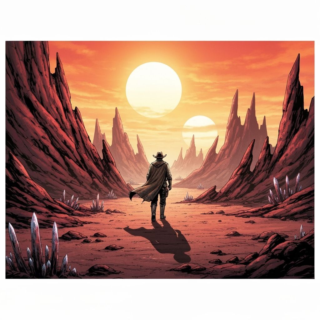 Interstellar Cowboy on Alien Planet, Cinematic Realism