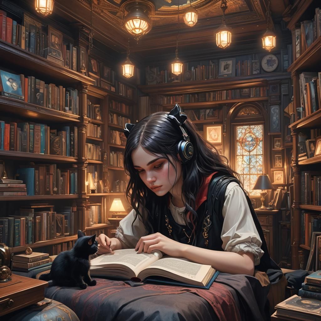 Gothic Bedroom Portrait in Hyperdetailed Style