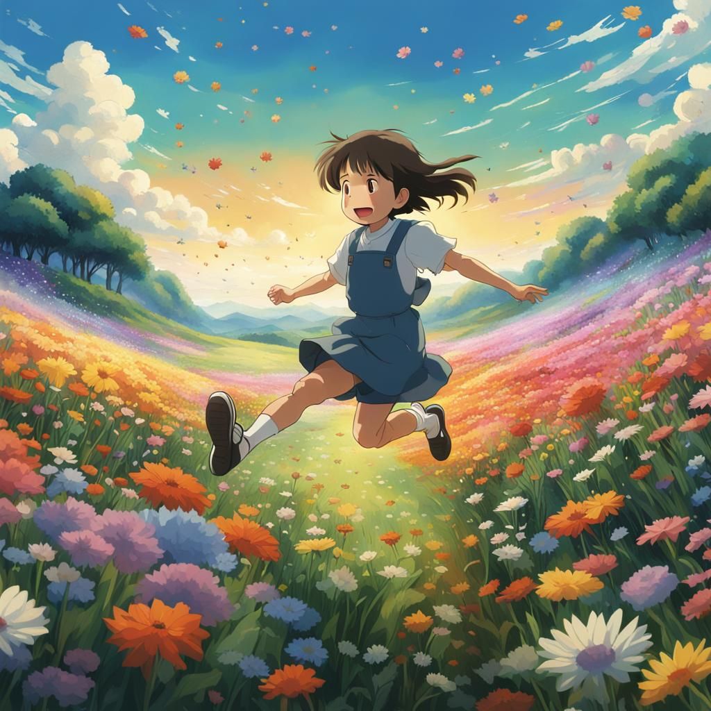 Girl Jumps Through Flowers: Anime Key Visual