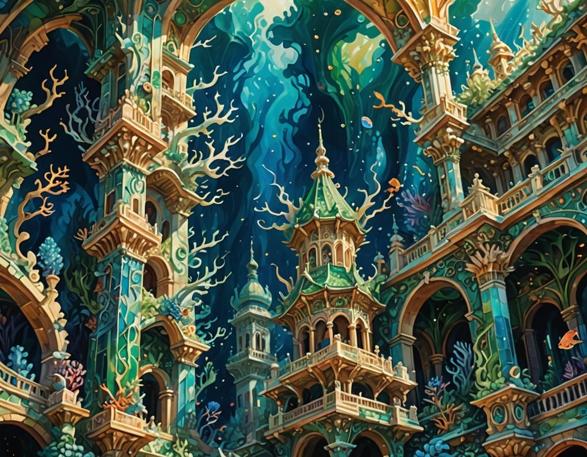 Coral Reef Palace: Abstract Expressionist Underwater World