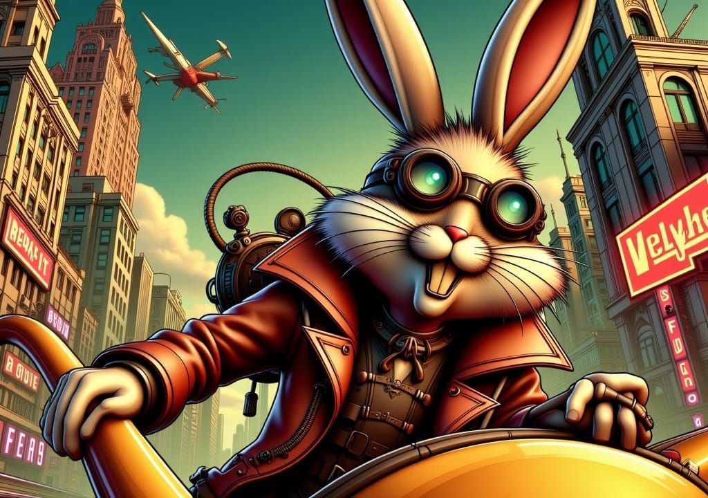 Bugs Bunny Flies a Triplane through 1930s Times Square