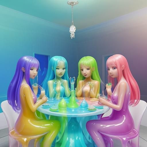 Colorful Slime Girls Tea Party