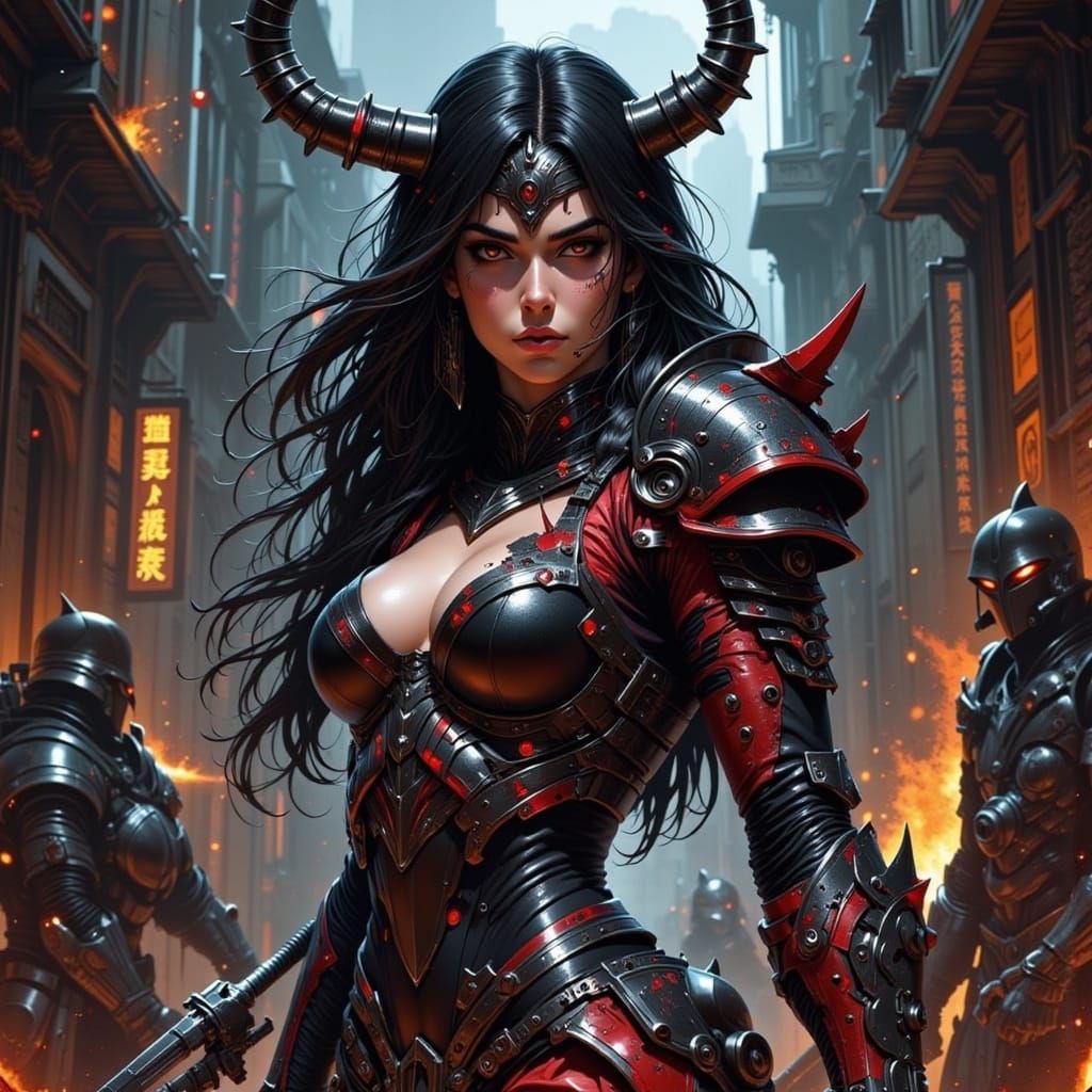 Powerful Demoness Warriors in Grimdark Fantasy Style