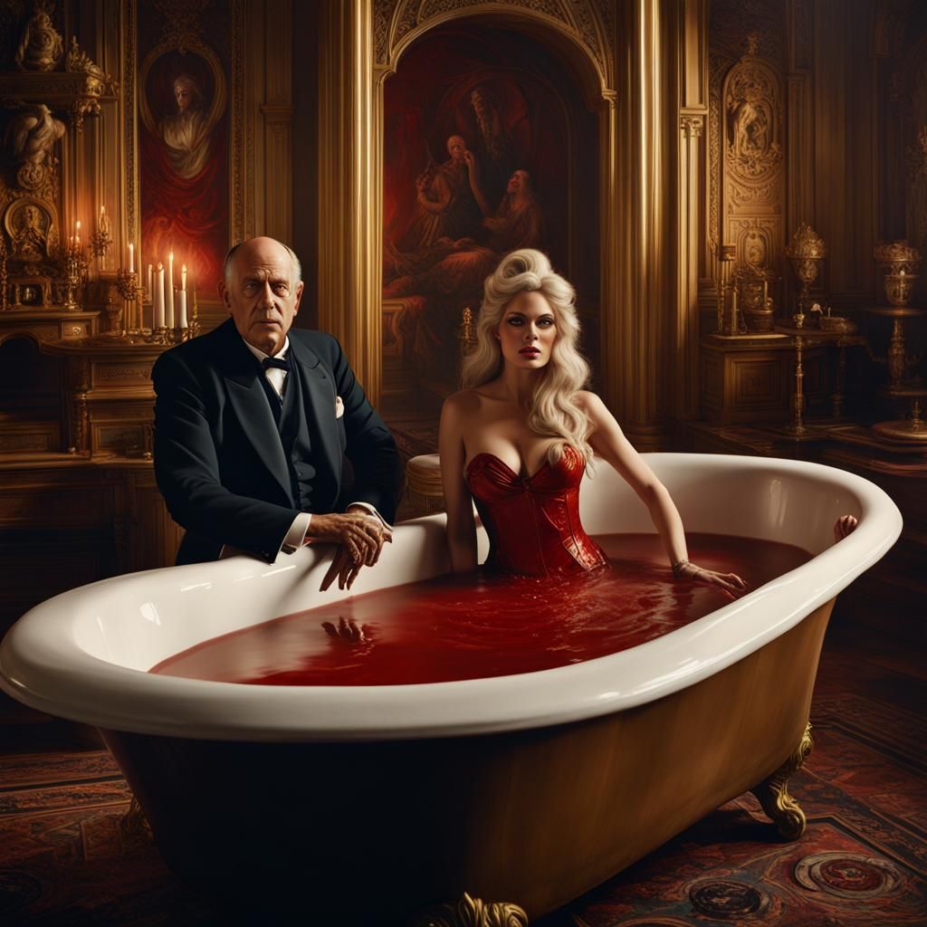 Aleister Crowley and Brigitte Bardot together in a bathtube