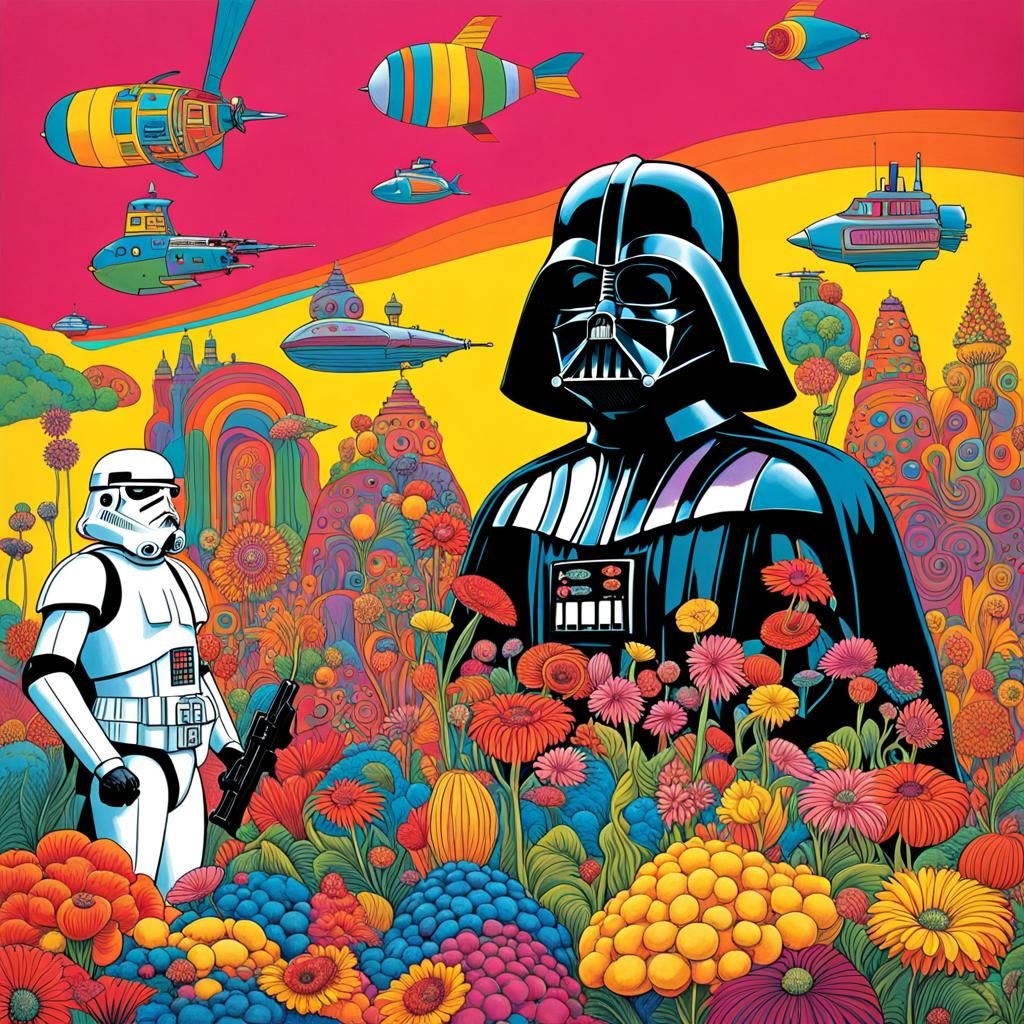 Darth Vader's Psychedelic Trip in Yellow Submarine Style