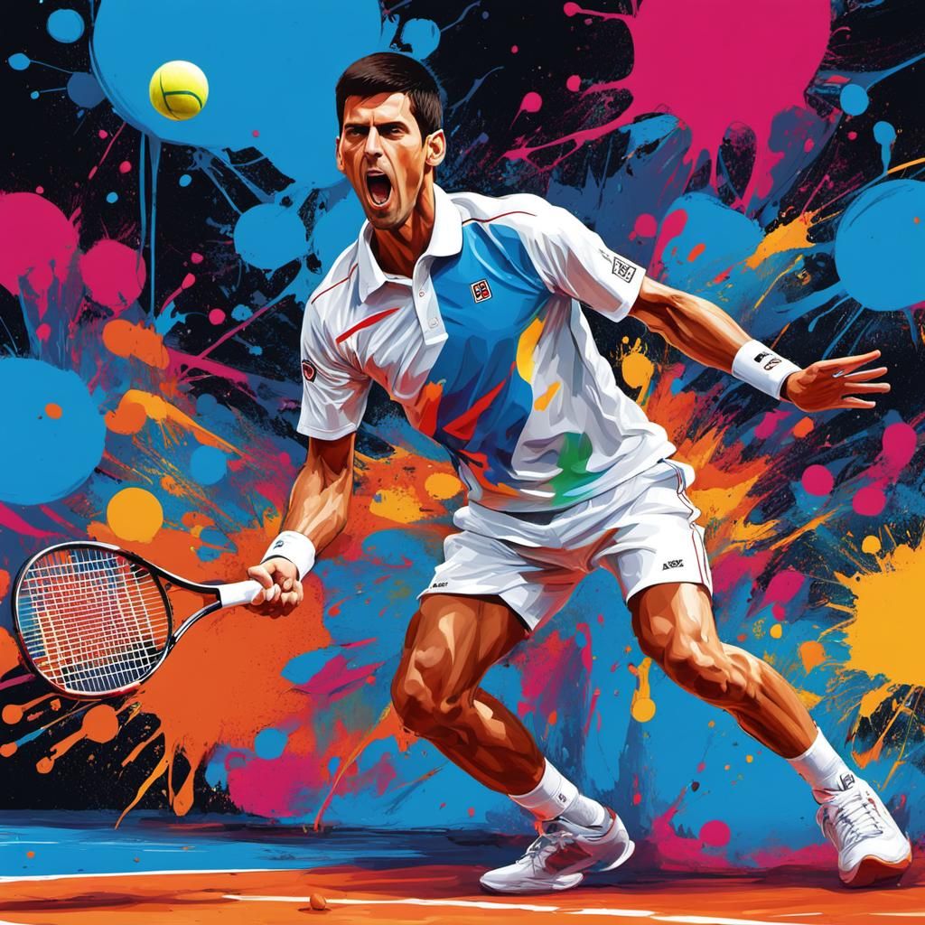 Novak Djokovic smash on the tennis court