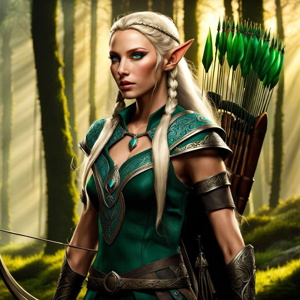 Fierce Silvan Elf Archer with Glowing Skin