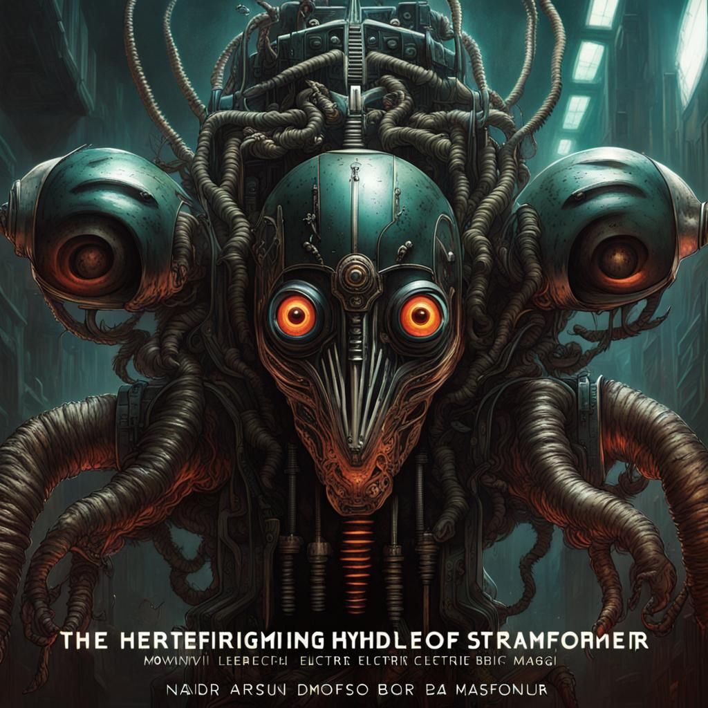 Terrifying Leech-Cyborg Hybrid in Sci-Fi Horror Style