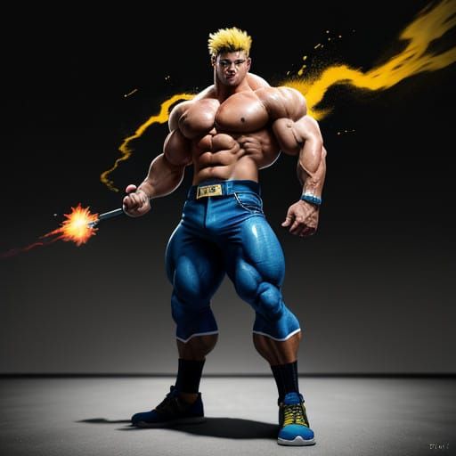 Surreal Muscle Hero in Fantastical World