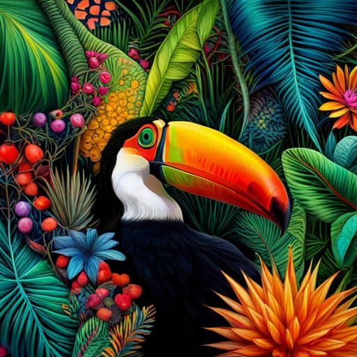 Toco Toucan Collage in Punk Style